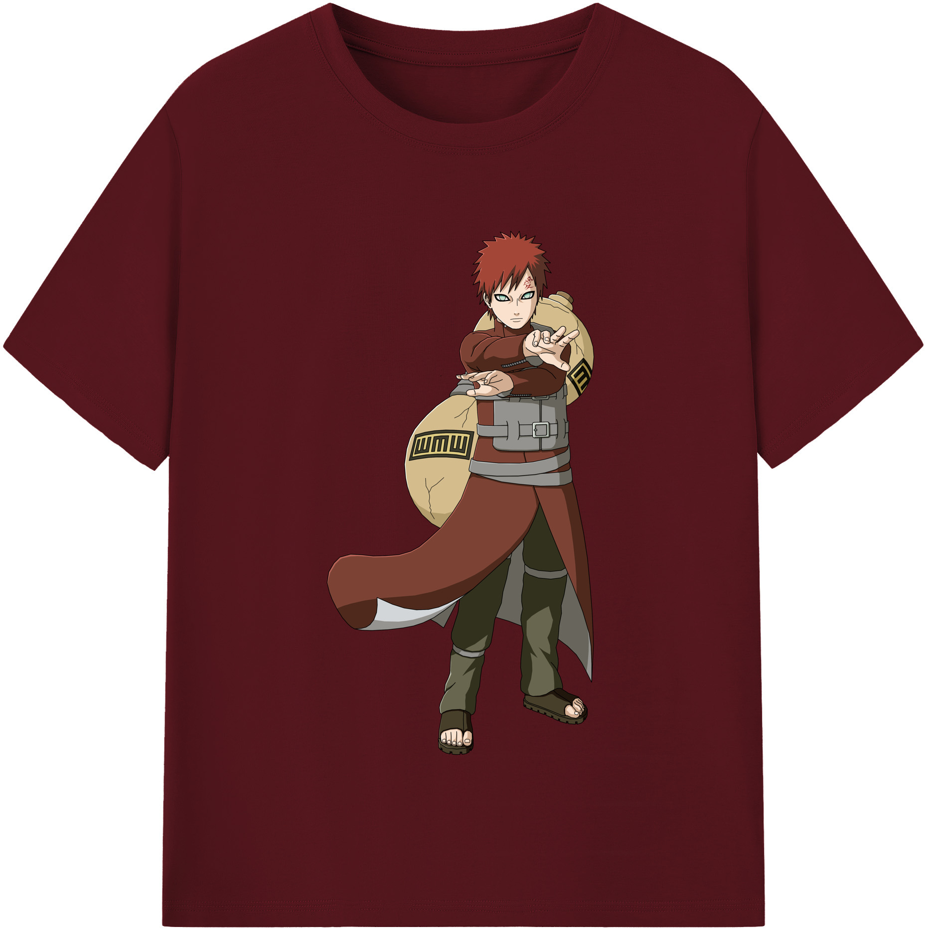 （画像用） NARUTO -ナルト- ガアラ Gaara 綿100％半袖Tシャツ（フロントプリント）